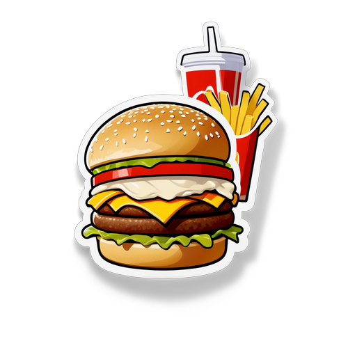Illustrazione Giocosa di un Hamburger Classico