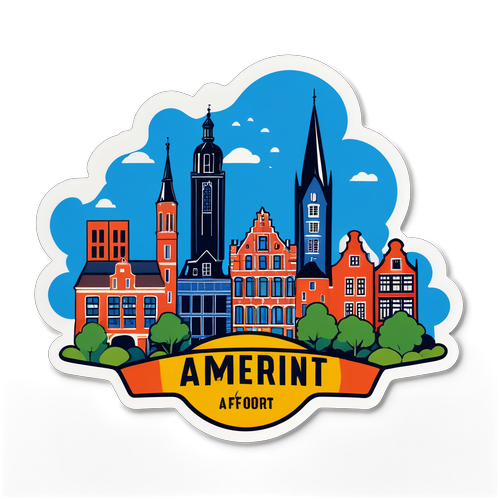 Sticker voor Amersfoort met de skyline en iconische gebouwen