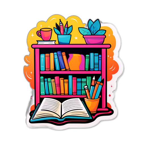 Creatieve Sticker van een Boekenkast