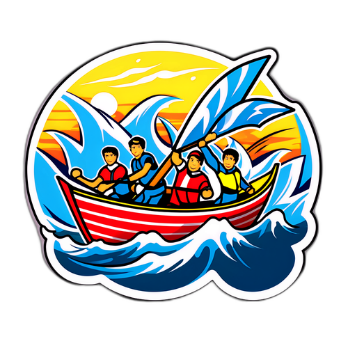 活気ある唐津船競技のイラスト