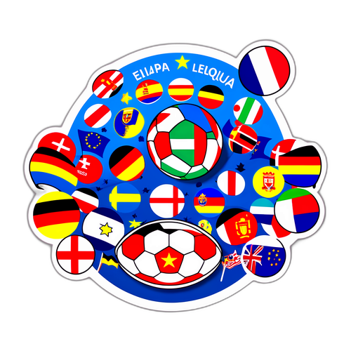 Stickers z piłką nożną i flagami krajów