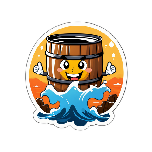 可愛油桶卡通貼紙