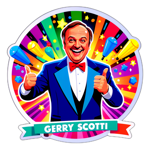 Design artistico di Gerry Scotti in un gioco televisivo