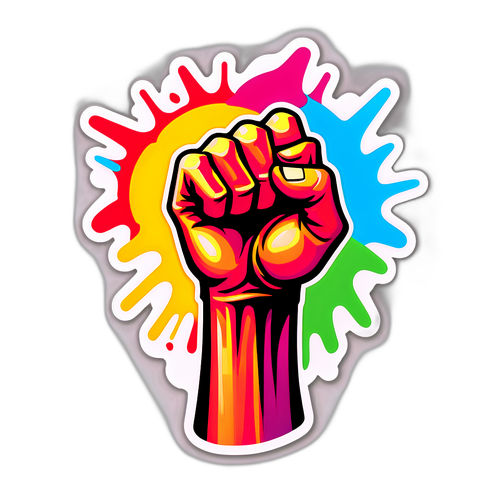 Ένα επαναστατικό αυτοκόλλητο με γροθιά