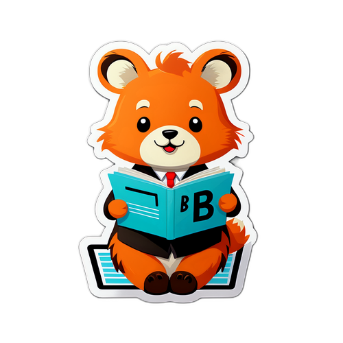 可愛動物角色：代表字母B的聰明小狐狸