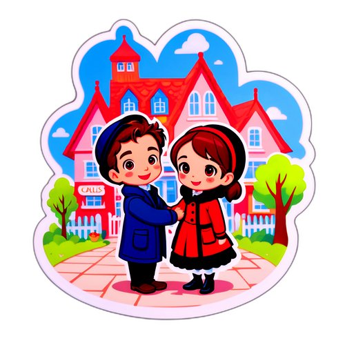 A Cozy Sticker Featuring Characters from 'When Calls the Heart'