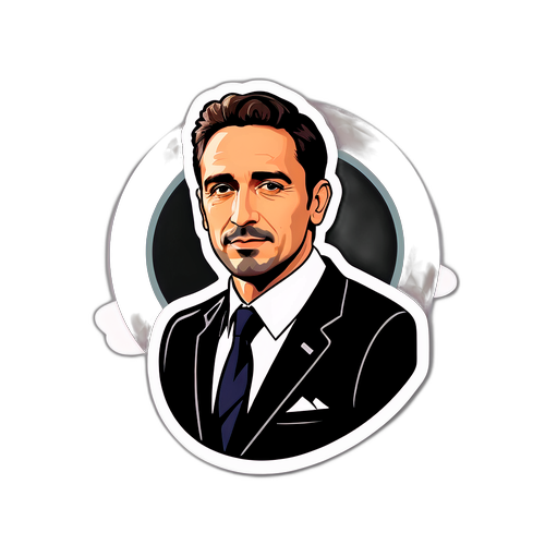 Минималистичный стикер с Франко Мастантуоно в деловом костюме