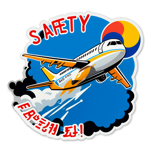 Sticker van een vliegtuig dat neerstort boven Zuid-Korea