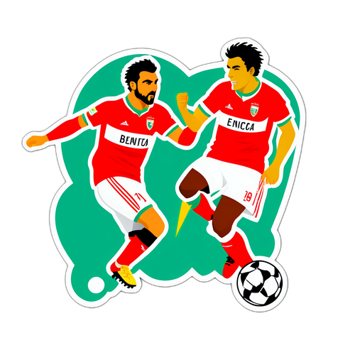 Sticker van voetballers in actie: Benfica vs Tondela