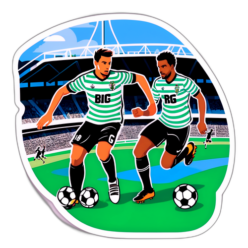 Стикер с футбольными игроками в Гимараэше