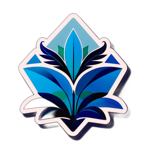 דלתה גיאומטרית בצבעי כחול עם צמחים