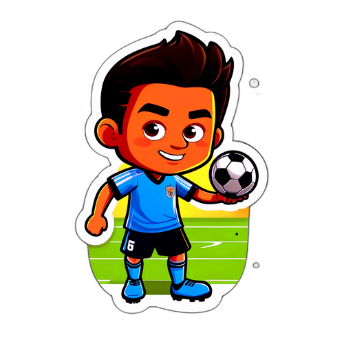 Ilustración de personaje animado en camiseta de fútbol