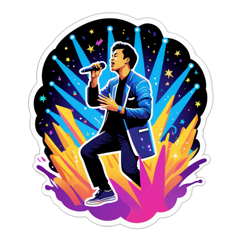 Sticker nhạc sĩ Đức Phúc biểu diễn trên sân khấu