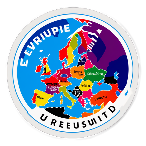 An artistische Darstellung Europas mit Wahrzeichen und der Inschrift 'Europa - Vielfalt vereint'