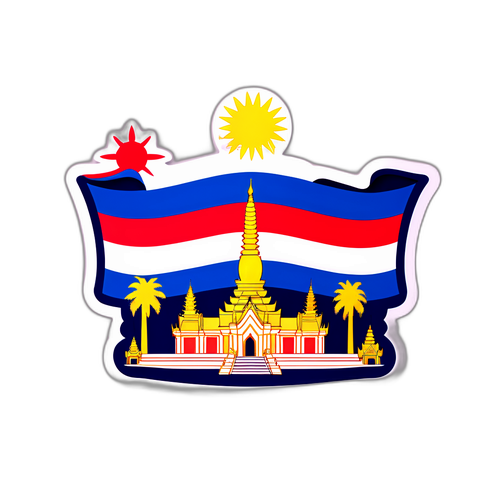 สติกเกอร์ธงชาติและแลนด์มาร์กสำคัญของกัมพูชา
