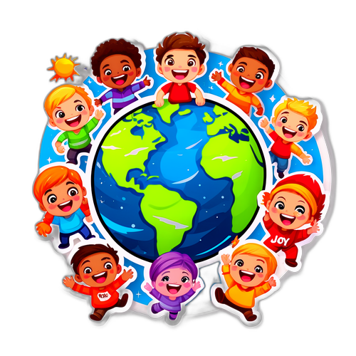 Наклейка с командой на фоне планеты Земля, выражающей разные эмоции