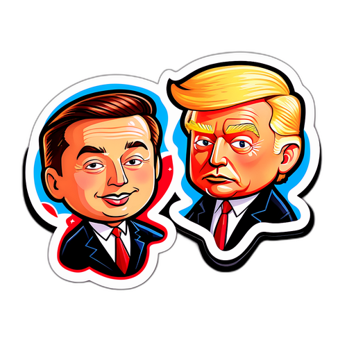 Donald Trump ve Elon Musk İkonik Yüzleri Stickerı