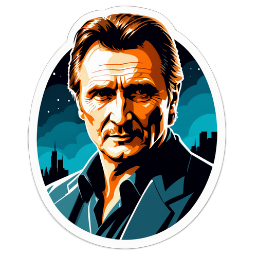 Designa en klistermärke med Liam Neeson i en ikonisk scen