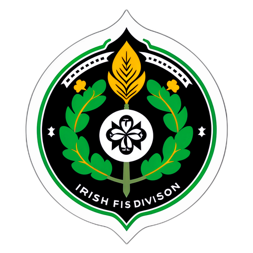 Stiker Crest Divisi Pertama Irlandia dengan Unsur Alam