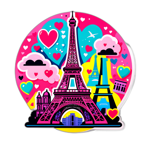 Ζωντανή και πολύχρωμη απεικόνιση του Πύργου του Άιφελ