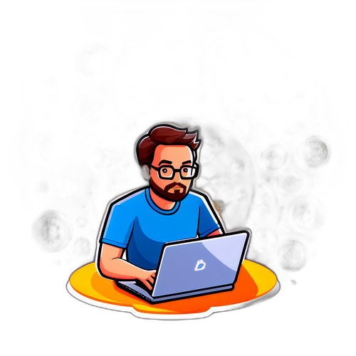 הוא מחפש מגמות שוק במחשב הנייד שלו