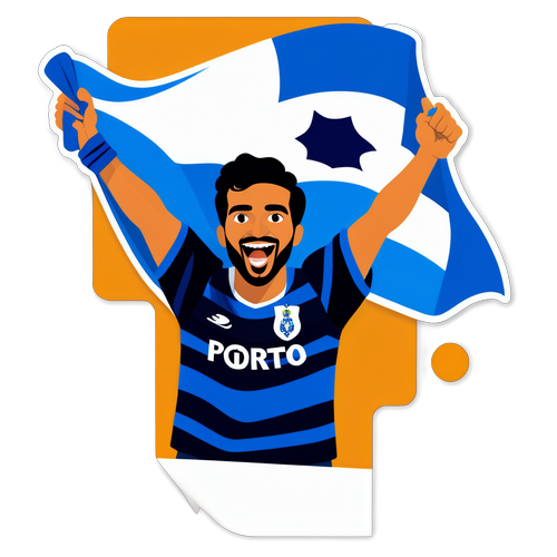 Ilustração de um torcedor do Porto comemorando no estádio