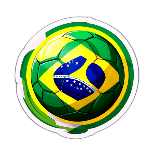 Stiker Bola Sepak Bertema Bendera Brasil