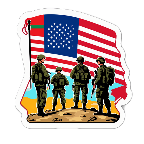 美国士兵降下国旗，叙利亚地图背景