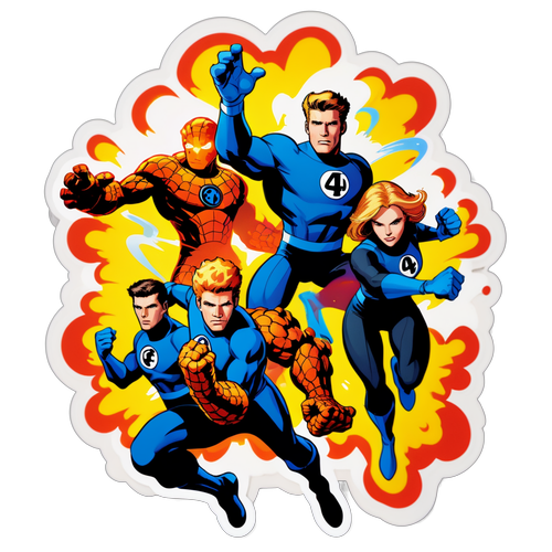 Empat Hebat dalam Aksi: Stiker Warna-Warni Penuh Kuasa Superhero!