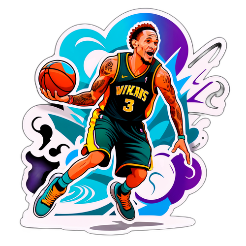 A stiliserad bild av Delonte West i aktion på basketplanen