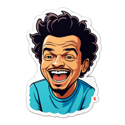 Sticker van Kev Adams die een grap vertelt