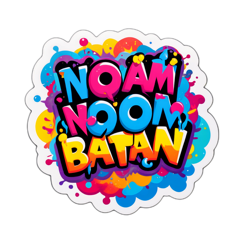 סטיקר עם המשפט 'נועם בתן' בעיצוב גרפיטי צבעוני