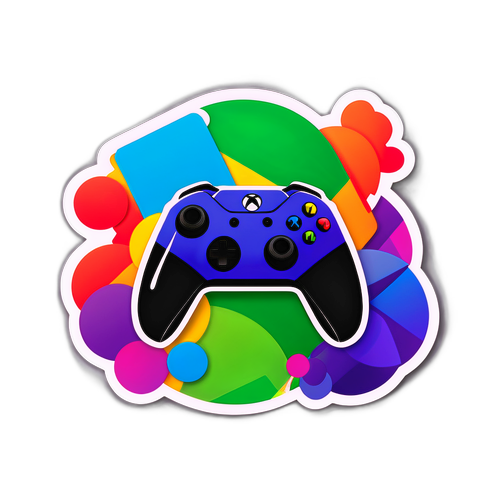 Autocollant Xbox avec manette sur fond dynamique