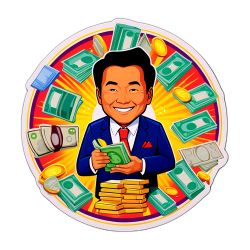 Наклейка с успешными книгами Роберта Кийосаки, окруженными деньгами и успехом