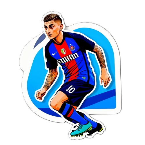 Rediseño de un adhesivo de Verratti en un momento clave del partido