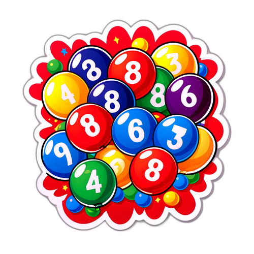 Autocolant cu bile de loterie și numere câștigătoare