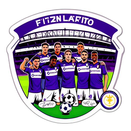 Autocolant cu fotbal și semnăturile jucătorilor Fiorentina