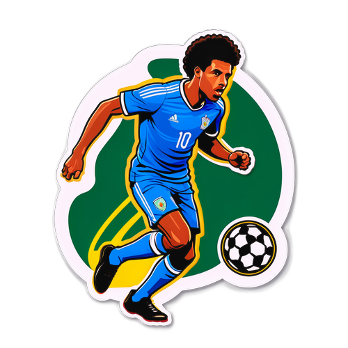Un sticker cu Joao Pedro driblând apărătorii