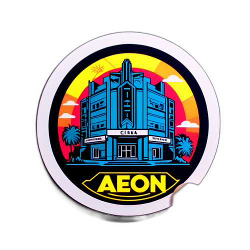 映画のシーンとイオンシネマのロゴのステッカー