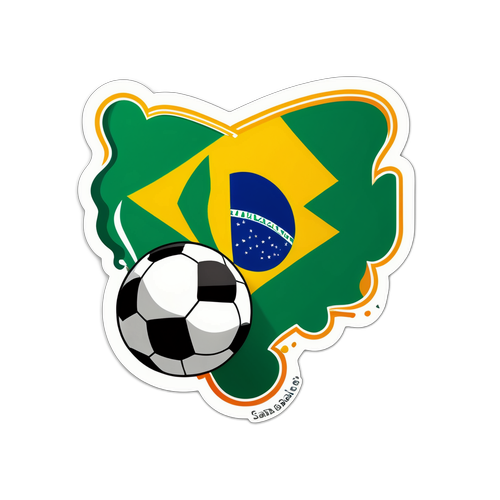 ब्राज़ीलियाई ध्वज-थीम वाला फुटबॉल और साम्बा स्टिकर