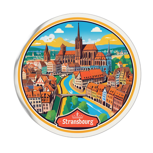 Sticker med kort over Strasbourg