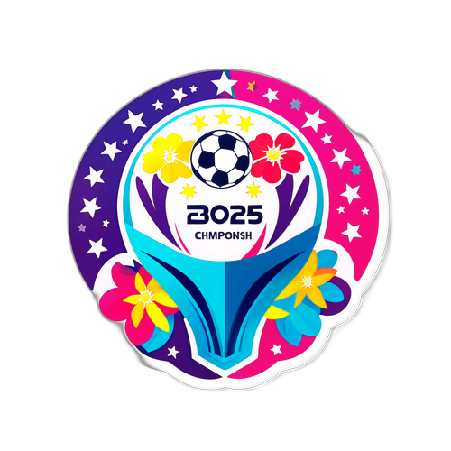 Kleurrijke sticker met logo van het Women's European Football Championship 2025