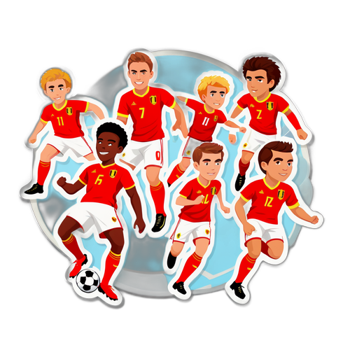 Sticker van de spelers van België en Wales in collage stijl