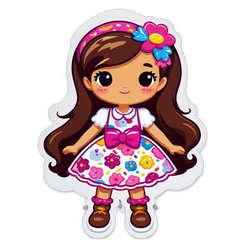 甜甜圈女孩穿着花卉连衣裙