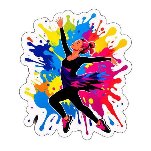 Fargerik klistremerke av dansebevegelse
