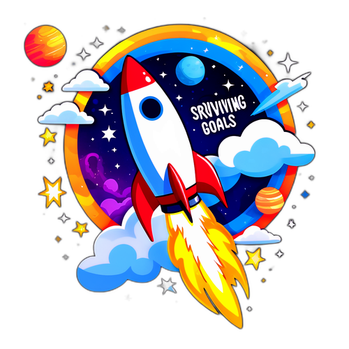 Наклейка с крылатой ракетой, устремляющейся к звёздам