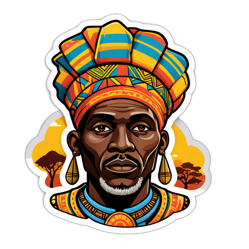 Autocollant créatif représentant Boniface, intégrant des éléments de la culture et des racines africaines