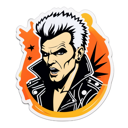 Retro-inspireret klistermærke af Billy Idol
