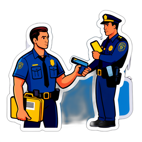 记者与警察的现场调查