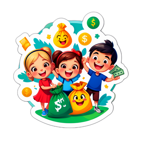 Cartoon Characters Celebrating Child Benefit Day
